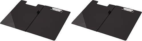 Q-Connect Foolscap/A4 PVC Fold Over Clipboard - Black (Pack of 2)