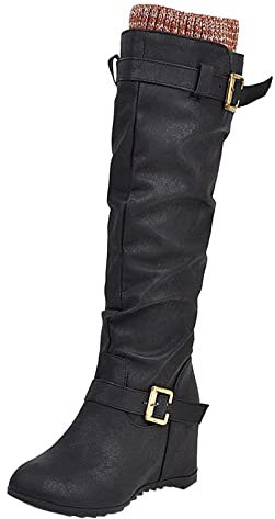 Stivali camperos Donna Estivi Stivaletti da Donna Stivali Estivi Donna Bassi Traforati Stivali Equitazione Stivali di Gomma Ciabatte Donna estive casa Sandali Donna con Tacco Alto Sexy c-Nero 37
