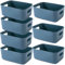 EURXLQ 7 Stück Aufbewahrungsbox Kunststoff Aufbewahrungskorb mit Griffen Eingedicktes Badezimmer Organizer Küchenschrank Körbe Aufbewahrung Kunststoffbox für Badezimmer Küche (Blau, 30×20×12 cm)