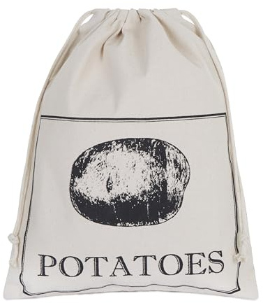 apollo THE HOUSEWARES BRAND Cotton Veg Bag POTATOES, Cotton Material, Eco Product, Food Storage Bag, Keeps Food Fresh Longer, Size: 30x38cm, Beige