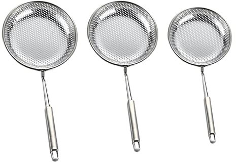 MILISTEN 3 Piezas colador de acero inoxidable sacapuntas robot colador de alimentos de mano fideos de pasta colador de malla de cocina colador de malla portatil portátil espaguetis cucharón