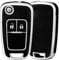 OFF WE GO Autoschlüssel Hülle für Chevrolet 2 Tasten Schlüsselhülle Cover für Opel Astra Meriva Mokka Zafira Chevrolet Aveo Matiz Cruze Captiva Spark Trax Auto Schlüssel Schlüsselbox, Schwarz Silber