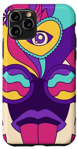 Hülle für iPhone 11 Pro Case Abstraktes Design Malerei Gesicht Zunge Funky Psychedelic