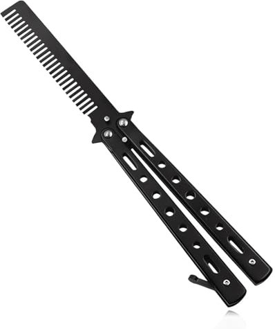 ZOKJSW Butterfly Comb Multifonctionnel Peigne Entraînement Pliable Peigne Rotatif Papillon Pratique Inoxydable Peigne Pliant Sûr pour Barbe Cheveux