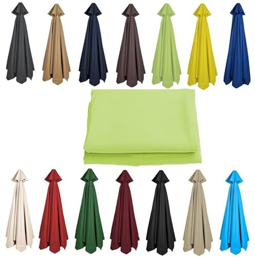 200CM 2.7M 300CM Umbrella Replacement Parasol Canopy, UV50+, Waterproof, 6/8 Ribs Sun Umbrella Replacement Cloth Garden Canopy Cover Replacement Cover(Color:Grass green,Size:8 ribs-2.7m(8.8ft))