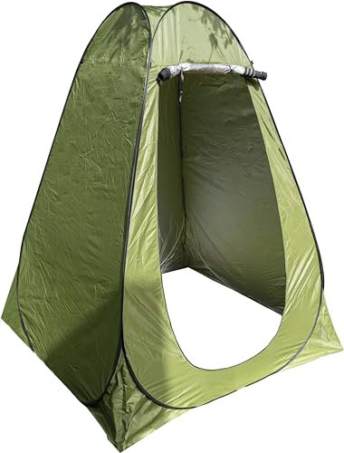 Tienda Grande de Campaña Cambiador y Ducha Grande FENGSEN- Portátil y Versátil para Camping y Playa - Privacidad y Confort en Exteriores - 145x145x190cm de Altura - Bolsa de Transporte (Verde)