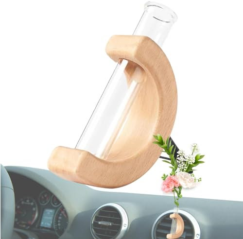 Car Vent Flower Vase - Car Vent Propagation, D Shaped Car Flower Vase | Anti Cracking Plant Car Air Freshener Vent Clip, Car Flower Vase Clip Holder Glass Tube for Fresh Plants, 3.54x1.57x0.98 Inches