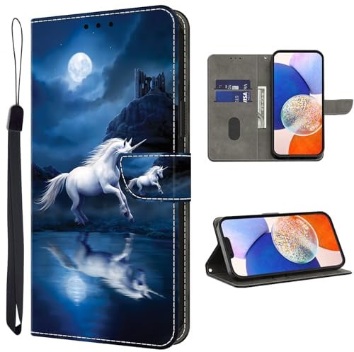 TUOLISG Handyhülle für Honor 90 Lite Hülle,PU Leder Flip Wallet Case Schutzhülle mit Kartenfächer und Standfunktion für Honor 90 Lite -Weißes Pferd