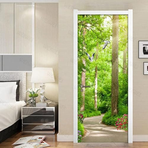 3D Waldweg Tür Kunst Selbstklebende Tür Sticker Poster Tapete Wandbild Wandaufkleber Foto 90 X 200 Cm Pvc Abnehmbare Tür Dekoration Für Wohnzimmer, Schlafzimmer, Bad, Küche, Büro -0V2J2X5L7V0D0I8I6G