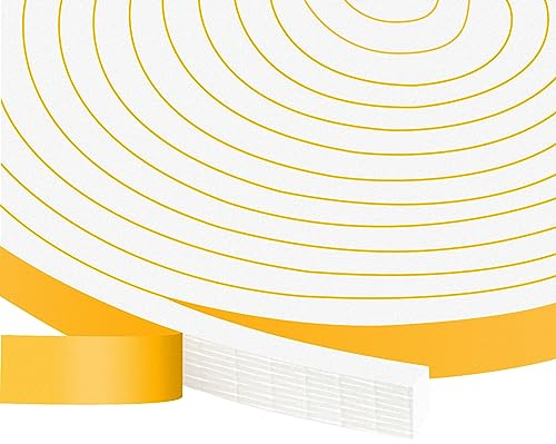 Trisiki Strong Adhesive Weather Stripping, High Density Weatherproof Weather Stripping Door Seal Strip for Sliding Door, Windows,Noise-Reduction Foam Sealing Strip, White(1/2 in x 1/4 in x 13Ft)