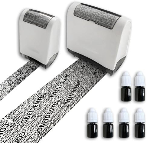 ArtBeek Identitätsdiebstahlschutz Rollenstempel 2 Pack Roller Adresse Hinden Stempel ID Polizei Stempel Roller mit 6 Füllstoffen für Datum, Name, Adresse, Unterschrift, versteckt, vertrauliche Stempel