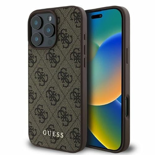 CG Mobile Guess GUHCP16LG4GFBR Case for iPhone 16 Pro 6.3 Inch Brown Hard Case 4G Classic