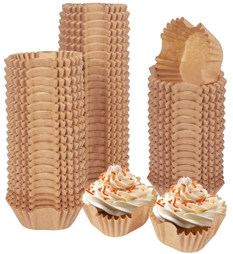 Gcardist Quadratische 200 Stück Braun Muffinförmchen Cupcake-Einsätze Geruchlos, Lebensmittelqualität Backförmchen (Standardgröße)