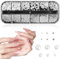 1 Schachtel Nailart Strasssteine, weiße Perlen für Nägel, halbrunde Perlenkugeln, Nagelanhänger, Edelstahlperlen, weiße Perlen mit flachem Rücken für Frauen, Nagelverzierungen