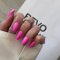 SXVME Hot Pink False Nails Coffin, Medium Short Press on Nails Coffin, Pink Glue on Nails Gel Fake Nails for Women, Short Ballerina Acrylic Nails for Daily Wear 24 Pcs