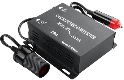 PNGKNYOCN 24V to 12V Car Buck Converter ,10A 120W Car Cigarette Lighter 24V to 12V Power Supply Converter Transformer for Automotive, Truck& DIY Electronic Projects