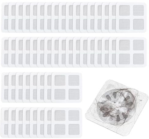 50 Pcs Disposable Shower Drain Hair Catcher, Mesh Hair Drain Catcher, Floor Drain Sticker, Mesh Sticker Anti - Clogging Filter Sink Strainer, for Kitchen, Bathroom, Bathtub, Laundry(10 × 10CM)