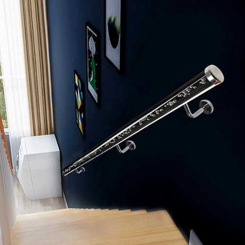 Handlauf Geländer Treppenhandlauf Aus Acryl für Villen Dachboden Garage Pool Stabile Baluster mit Silbernen Wandhalterungen Länge 6m 5m 4,2m 3,3m 2,2m(1m/3.3ft)