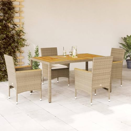 Festnight Rattan Gartenmöbel Set 4 Personen Terrassenmöbel Außen Gartenmöbel Set 4 Stühle mit Tisch Sitzgruppe Outdoor Gartentisch mit Stühlen Set Garten Essgruppe Gartengarnitur