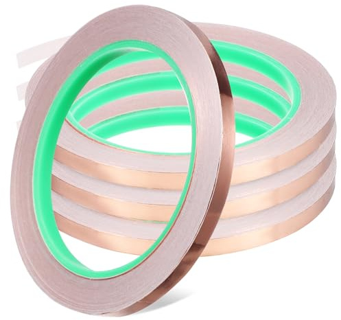 Luxshiny 4rollen Kupferfolienband Rolle Selbstklebend Leiterband Für Elektronik Und Bastelprojekte Leitfähiges Kupferband Dünnes Isolierband