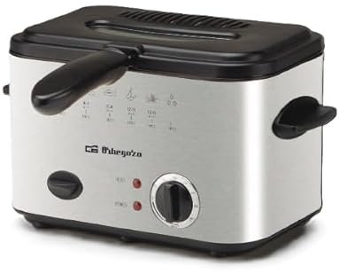 Freidora de aire Orbegozo FDR 13, sin aceite, capacidad 1.2 Litros, Potencia: 1200 W, cuerpo acero inox.