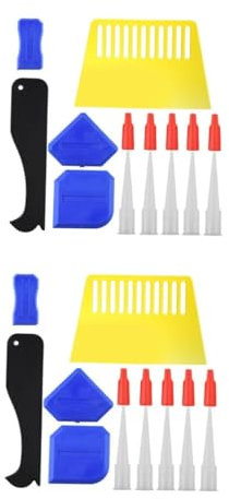 2sets Professional Sealant Tool Set Glass Spatula and Glue Filling Tools for Caulking Grout Removal Kitchen and Bathroom Efficient and Reusable Caulk Removal 15pcs*2