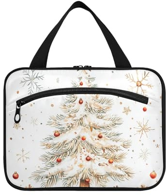 Aufbewahrungstasche mit Weihnachtsbaum, Tannenzapfen, Schneeflocke, zum Aufhängen, Reisetasche mit Haken, wasserdichte Designer-Kosmetiktasche für Damen, Reisen, Rucksackreisen, Parfüm de L