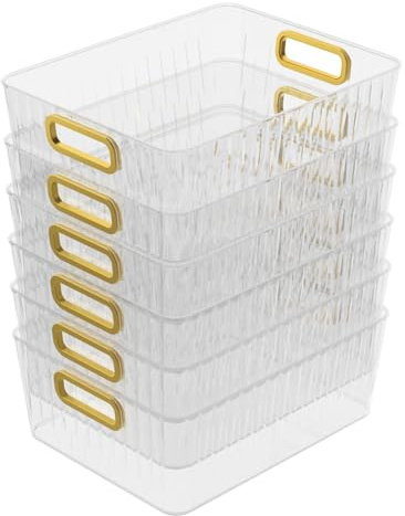 Kiddream 6-Pack kitchen Fridge Organiser with Handle, Clear Pantry Bin Box | High Quality Plastic, BPA Free, Open Storage Bin for Pantry, Refrigerator, Shelf, Home, Office, Classrrom