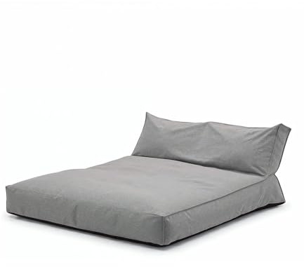 mokebo Outdoor Lounge 'Das Daybed' (130x150 cm) Made in Germany, 3-in-1 Sonnenliege, Gartenliege, wetterfestes Loungebett, wasserabweisender Boden für Terrasse & Pool in Steingrau