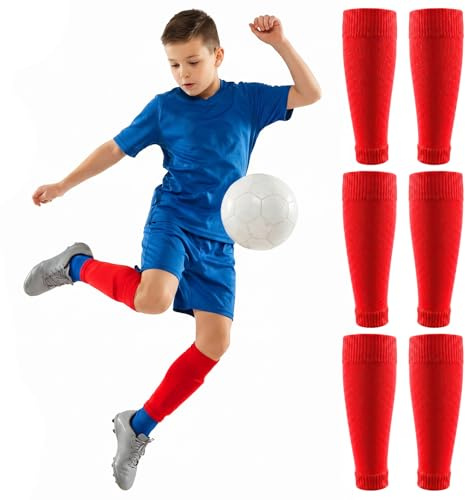 WJIAAA 3 Pair Football Sock Sleeves for Kids, Pre Cut Footless Socks