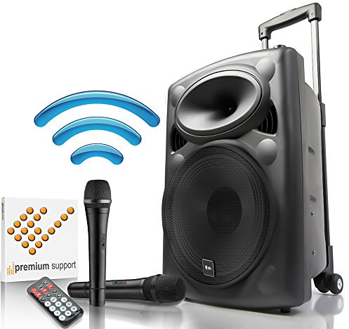 QTX QR15PA Portable Battery Powered PA System with Wireless VHF Microphones and Integrated USB MP3 Media Player