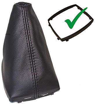 Schaltsack, Schaltmanschette mit Kunststoffrahmen, schwarz, Echtleder