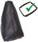 Schaltsack, Schaltmanschette mit Kunststoffrahmen, schwarz, Echtleder