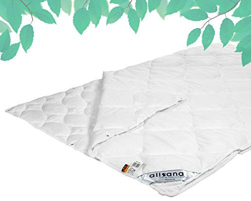 allsana Tencel® Klimafaser 4- Jahreszeiten Steppbett 155x220 cm | Variable Allergiker Lyocell Bettdecke | waschbar bei 60°C | atmungsaktive Decke mit Naturfaser | Qualität Made in Germany
