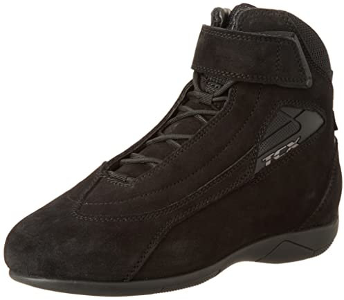 TCX - Lady Sport, Scarpe da Moto Donna, Scarpa Certificata, Confortevole e Versatile, Tomaia in Pelle Scamosciata, Chiusura con Lacci e Velcro, Nero