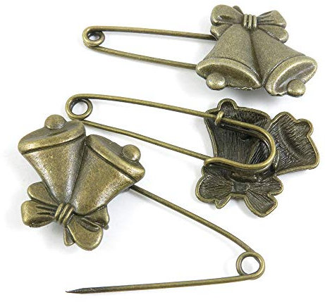 Antik Bronze Tone Jewelry Charms 962689 Weihnachtsglocken Sicherheitsnadeln Brosche Basteln Basteln Basteln Perlen antique bronze