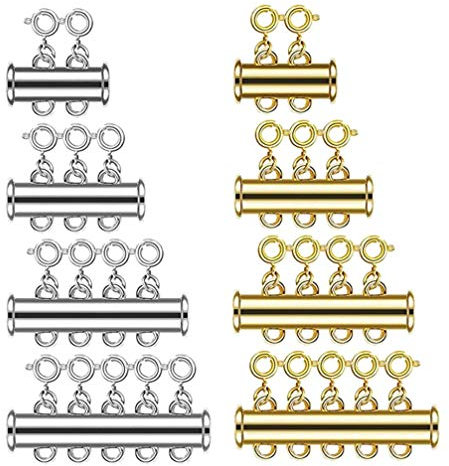 HEALLILY 8 stücke multi strang magnetverschluss 2/3/4 strang schiebeverschluss anschlüsse für halskette armband schmuck (silber und golden)