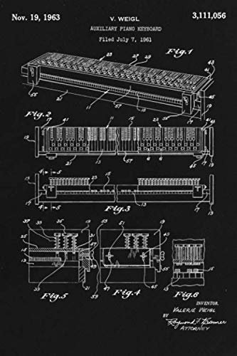 Journal: Auxiliary Piano Keyboard Patent Ruled Diary for Writing and Notes (6 x 9) 120 Pages, Soft Cover, Gifts for Cyclist