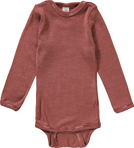 Baby Body Langarm, Wolle Seide, Engel, Kupfer, 74-80