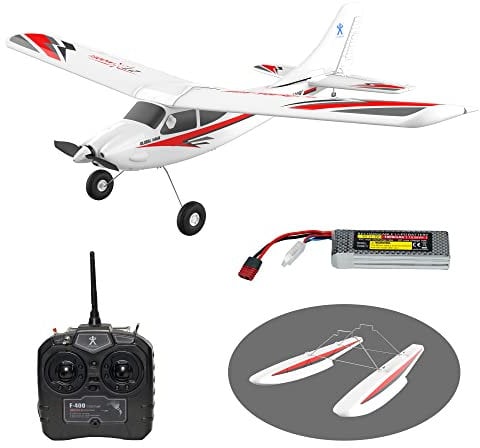 PLAYSTEAM ZT-Model Global Hawk 2.4 GHz RC Seaplane Radio Controlled Trainer Airplane (Red)