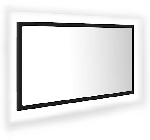 vidaXL Espejo de Baño con LED Inodoro Aseo Muebles Mobiliario Decoración Adorno Habitación Duradero Madera Contrachapada Acrílico Negro 80x8,5x37 cm
