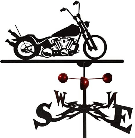 Wetterhahn, Metall Motorrad Wetterfahne Aus Edelstahl, Wetterfahne Windfahne Windrichtungsanzeiger Mit Dachhalterung, Schwarz Garten Dekoration Für Außenbereich Bauernhof Garten Pavillon