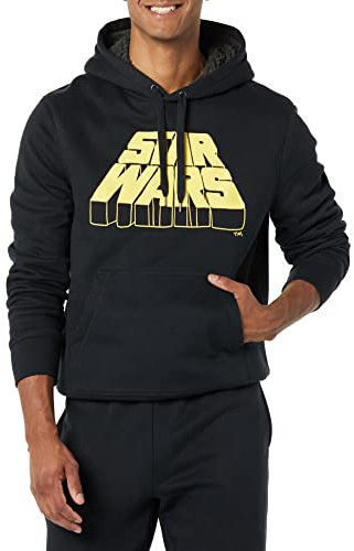 Amazon Essentials Disney | Marvel | Star Wars Men's Sherpa-Lined Pullover Hoodie Sweatshirt, Star Wars Logo, XS