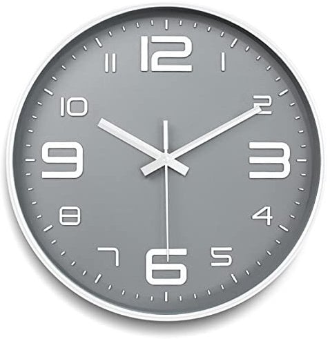 Frasheng Reloj de Pared Moderno,Reloj Silencioso Decorativo Reloj Redondo de Cuarzo,Adecuado para Sala de Estar,Cocina,Dormitorio y Sala de Estudio (12 Pulgadas)