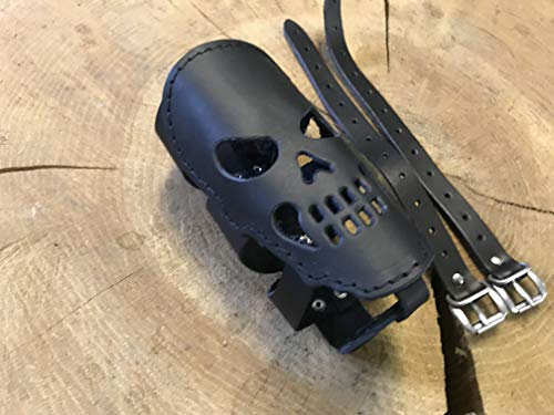 ORLETANOS Support pour Gourde en Cuir Noir Motif tête de Mort Compatible avec Harley Davidson, Heritage, Streetbob, Fatbob, Low Rider,