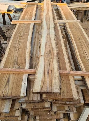 SCHWARTENBRETTER TEAK TEAKHOLZ BRETT BOHLE UNBESÄUMT RUSTIKAL ZAUN 100cm (3)