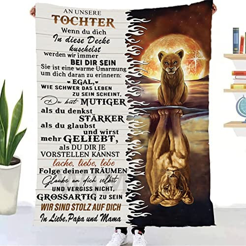 WJMSDK Personalisierte Decke Geschenke Für Tochter von Eltern, Kuscheldecke An Unsere Tochter von Mama und Papa, 18 Geburtstag Mädchen, Witziges Weihnachten Abschluss-Geschenke