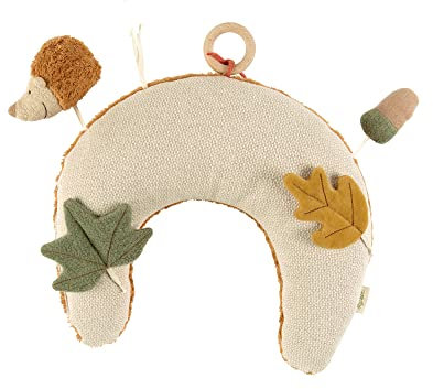 sigikid 39711 Baby-Aktivkissen in Hörnchenform, Tierdruck, Beige/Braun/Spielkissen, 33x37x10 cm