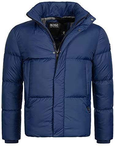 Indicode Herren Lanse Winterjacke mit Stehkragen | Herrenjacke Jacke Steppjacke Männer Navy, M