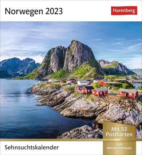 Sehnsuchtskalender Norwegen - Kalender 2023 - Harenberg-Verlag - Postkartenkalender mit 53 heraustrennbaren Postkarten - 16 cm x 17,5 cm, multicolor